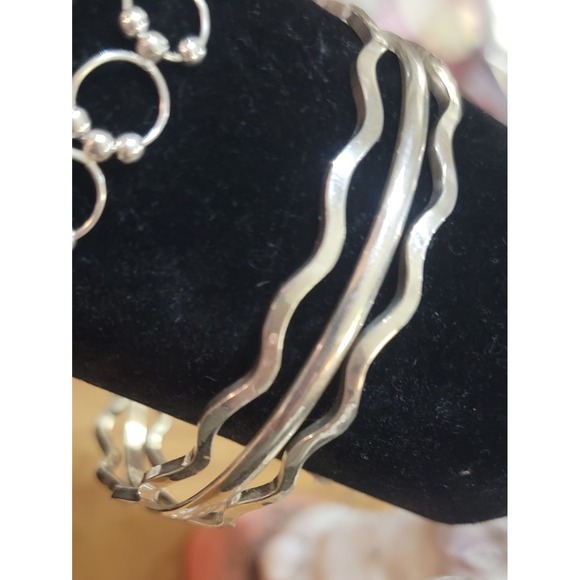 Taxco Jewelry - Vintage Taxco Mexico Sterling Silver  3-piece Bangle Bracelet, signed TA-141.